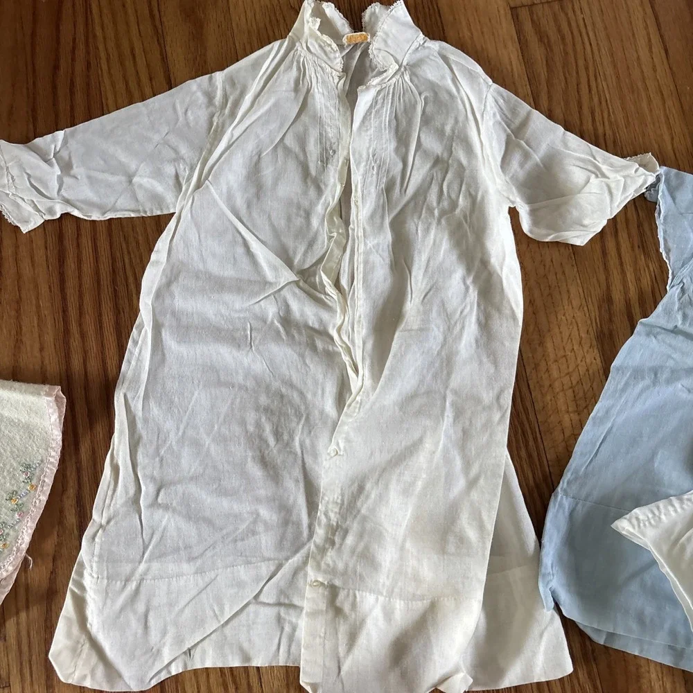 4 ANTIQUE VICTORIAN WHITES BABY DRESSES LONG GOWNS SIZE 6 MOS TO 1 YR W/ Sweater